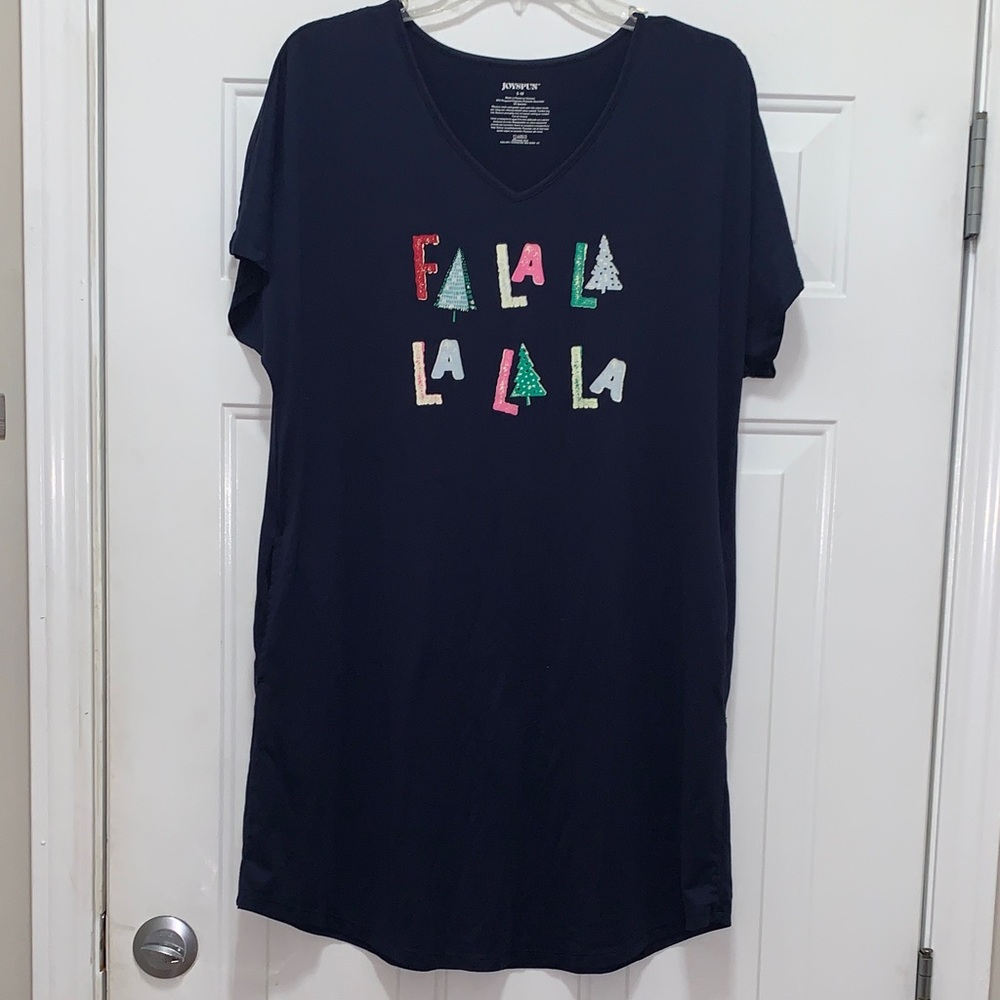 3/$15 Joyspun Christmas Navy Blue Sleep Shirt or Nightgown Size Small Medium